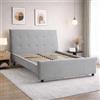 EVERGREENWEB MATERASSI & BEDS EVERGREENWEB - Letto Matrimoniale Moderno con Rete a 26 Doghe in Legno 160x195 cm, Elegante Testiera Imbottita in Tessuto Morbido Grigio, Piedi incl. Struttura Rinforzata, Montaggio Facile, Mod DALLAS