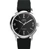 Timex Orologio da uomo MARLIN Uomo in pelle Cassa in acciaio argentato Movimento automatico Quadrante nero Cinturino in vera pelle nera con fibbia normale 5 ATM
