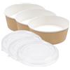3 Ciotole Pokè 1100ml - Bianco E Avana - Ø165mm H60mm Con Coperchio - Ideale Per Asporto E Delivery