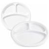 50 Piatti Monouso Tondo A 3 Scomparti Bianco 26cm - Eco-friendly E Pratici
