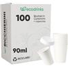 100 Bicchieri In Cartoncino 90 Ml Con Coperchio In Plastica - Ecologici E Riciclabili | Ecodrinks