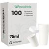 100 Bicchieri In Cartoncino 75 Ml Con Coperchio In Plastica - Ecologici E Riciclabili | Ecodrinks