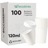 100 Bicchieri In Cartoncino 120 Ml Con Coperchio In Plastica - Ecologici E Riciclabili | Ecodrinks