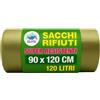 10 Sacchi Pattumiera Ambra 90x120 - Grammatura Alta - Super Resistenti