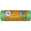20 Sacchetti - 50x60cm - Raccolta Differenziata Verde - 30 Litri - Made In Italy