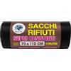11 Sacchi Rifiuti Neri Super Resistenti 70x110 Cm - 110 Litri - Plastica Riciclata Elite