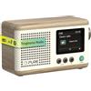 Pure Classic Mini Radio Digitale Portatile DAB+ e FM con Bluetooth 5.3, Batteria da 15 ore, Schermo a colori da 2,4, Cinghia di trasporto, Cotone bianco/rovere, Compatto e leggero