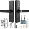 Ejoyous Smart Door Lock, WiFi Touch Screen Fingerprint Password IC Card Smart Door Lock con Chiave Meccanica per Tuya