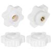 QUARKZMAN 4pz Pomelli a Stella con Filettatura Femmina M4, Testa da 25mm, Plastica con Foro Passante, Vite in Ottone, Manopole a Compressione Filettate, Bianco