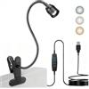 SKIKHN Lampada con Pinza, Regolabile Lampada da Tavolo, Luce da Lettura con 3 Modalità di Colore Regolabili e 10 Livelli di Luminosità, LED con Braccio, per Lavoro, Lettura, Viaggi