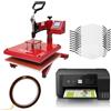 MONSTERSHOP Kit per Sublimazione Pressa a Caldo - 38x38 & Stampante & 10 Mascherine