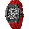 TSAR BOMBA Orologio da uomo Orologi automatici di lusso da uomo Cinturino in gomma fluorocarbonica rossa Fibra di carbonio nera Impermeabile Quadrante grande Regalo 8228CF