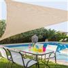 BAKAJI Vela Telo Parasole 3x3mt Tenda Triangolare Ombreggiante Giardino Tessuto Beige