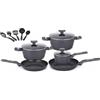 Wintem - Batteria Pentole e Padelle 13 Pezzi Antiaderenti per Cucina Moderna e Tradizionale Compatibile con Piano a Induzione, Rivestimento in Alluminio, Coperchi in Vetro e Manici Ergonomici