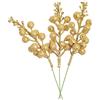 Artiflr Bacche rosse, confezione da 14 steli di bacche rosse artificiali per decorazioni dell'albero di Natale, artigianato, decorazioni per le vacanze e la casa, 20 cm (oro)