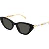 Gucci GG1968S 001 - Occhiali da Sole Neri con Lenti Grigio Scuro - Cat-Eye Elegante con Dettagli Perla