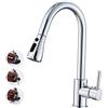 Drenky 3 modalità Rubinetto da cucina con spruzzatore estraibile in ottone massiccio Rubinetto da cucina monocomando Rubinetto miscelatore irroratore girevole 360 con tubo flessibile