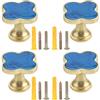 LHNNDM Set di 4 pomelli per cassetti da 33 mm, in lega di zinco, di alta qualità, leggeri, di lusso, per armadio, cassetti, maniglie a foro singolo, decorazione per la casa (blu)