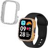 kwmobile Set da 2 Protezione Bordo Orologio Compatibile con Xiaomi Redmi Watch 3 Active/Redmi Watch 3 Lite Smartwatch - Rivestimento Glitterato argento/oro rosa