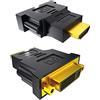 N NEWTOP Adattatore AD37 Convertitore DVI Femmina (24+5) Dual Link su HDMI Maschio (19 poli) Connettore Nero Dorato F-M Segnale Full HD 1080p Standard HDTV per Cavo Monitor Computer TV (1, Black)