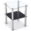Euro Tische Tavolino da caffè in vetro con vetro di sicurezza e taglio a sfaccettatura - tavolo in vetro perfettamente adatto come tavolino/soggiorno tavolo 40 x 40 x 47 cm (Arrotondato, Nero)