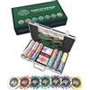 Bullets Playing Cards, Valigetta da poker Christopher, Set da poker con 300 chip in plastica, con pulsante di dealer in ceramica, confezione doppia di carte da poker
