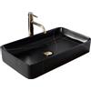 Rea Lavabo da Appoggio Denis Black Stone Mat Lavandino bagno 610 x 350 x 110 mm Ceramica (Bianco/Nero)