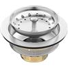 BOTEMY B9100 - Kit di montaggio per scarico lavello da cucina, 8,9 cm, con filtro estraibile in acciaio inox, tappo di scarico a cestello, spazzolato