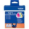 BROTHER KIT INK CARTRIDGE BROTHER LC521VAL BK/C/M/Y 500pg