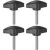 QUARKZMAN 4pz Manopole a T Vite a Testa Alata M5 x 30mm Manopole a T Plastica con Filettatura Maschio Standard Maniglie Manopole Serraggio a Mano Vite a Testa Zigrinata, Nero