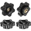 QUARKZMAN 4pz Pomelli a Stella M5 con Filettatura Femmina, Testa da 25mm, Plastica con Foro Passante, Vite in Ottone, Manopole a Compressione Filettate, Nero