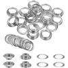 QUARKZMAN 20Set Occhielli per Teloni con Rondelle 12mm Occhiello Strumento Metallici color Rame per Tende Tessuti Cinture in Pelle Scarpe Borse DIY, Tono Argento (Perforatrice Non Inclusa)