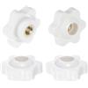 QUARKZMAN 4pz Pomelli a Stella con Filettatura Femmina M5, Testa da 25mm, Plastica con Foro Passante, Vite in Ottone, Manopole a Compressione Filettate, Bianco