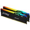 Kingston Ram DIMM DDR5 64GB Kingston KF556C40BBAK2-64 RGB 2x2GB CL40 Nero [KF556C40BBAK2-64]