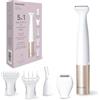 Panasonic ES-WM31 5 in 1 Kit Corpo e Bikini, Epilatore Donna, Rasoio Donna, Rasoio Bikini, 5 Accessori, Impermeabile IPX7, Wet & Dry, Alimentazione a Batteria (Necessaria 1 AA), Oro Bianco