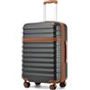 KONO Valigia Bagaglio a Mano Trolley Media Valige Rigida Medio Viaggio ABS+PC Hardshell Leggero con 4 Ruote e TSA Lucchetto, Grigio/Marrone