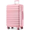 KONO Valigia Bagaglio a Mano Trolley Grande Valige L Rigida Grandi Viaggio ABS+PC Hardshell Leggero con 4 Ruote e TSA Lucchetto, Rosa