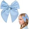 Aribliseza Haarschleifen, Fiocchi per capelli per ragazze e donne, fiocchi in cotone e lino azzurro, morbidi fermagli decorativi per code di cavallo e accessori estivi