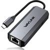 WAVLINK Adattatore da USB C a Ethernet da 2,5 Gbps, adattatore Ethernet da USB a 2,5 G, convertitore di rete USB-C a RJ45 (compatibile con Thunderbolt 4/3) per Windows, Mac OS, iPad OS e altro