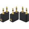 poeland Adattatore per aeroplano, adattatore aereo per sistemi in-flight Media 3,5 mm, jack stereo placcato oro (confezione da 3)