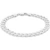 Tuscany Silver Bracciale piatto 7 mm a maglia forzatina quadrata in argento sterling da uomo 20 cm
