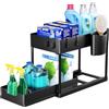 Puricon Organizer Sottolavello Cucina a 2 Livelli, Organizer Sottolavello Portaoggetti Ripiano Multiuso sotto Lavello per Cucina Bagno (Nero, 1)