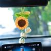 Generisch 2Pcs Uncinetto Fiore, Girasole Uncinetto Ciondolo Auto, Mughetto All'uncinetto Ciondoli per Specchietto Auto, Decorazione di Girasoli Lavorato a Maglia Fatto a Mano, Accessori Interni Auto Ornamento