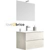CAPALDO Mobile da bagno sospeso 80 cm con lavabo, specchio e led rovere bianco