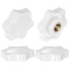 QUARKZMAN 4pz Pomelli a Stella M8 Filettatura Femmina Testa 32mm Plastica con Foro Non Passante Maniglie di Serraggio Avvitate in Ottone Manopole Filettate, Bianco
