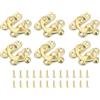 QUARKZMAN 6pz Vintage Serratura Chiavistello, 27 x 32mm Mini Chiavistello Braccio Oscillante Chiavistello Sinistro Gancio Chiavistello con Viti per Scatola Gioielli Valigia Cassetta, Oro