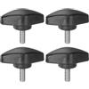 QUARKZMAN 4pz Manopole a T Vite a Testa Alata M5 x 12mm Con Filettatura Maschio Standard - Maniglie Serraggio a Mano Vite a Testa Zigrinata, Plastica, Nero