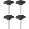 QUARKZMAN 4 bottoni a forma di T, viti a pollice M6 x 40 mm, filettatura maschio standard, maniglie in plastica, manopole di serraggio a mano, viti a pollice, nero.