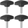 QUARKZMAN 4pz Manopole a T Con Viti a Testa Alare M6x20mm - Plastica Filettatura Maschio Standard, Maniglie Serraggio a Mano, Vite a Testa Zigrinata, Nero