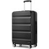 KONO Valigia Media da 65 cm, Valigie Trolley Bagaglio a Mano Rigido Espandibile, Leggera Serratura TSA, 4 Robuste Ruote Girevoli (Nero, 65 x 43.5 x 25 cm)